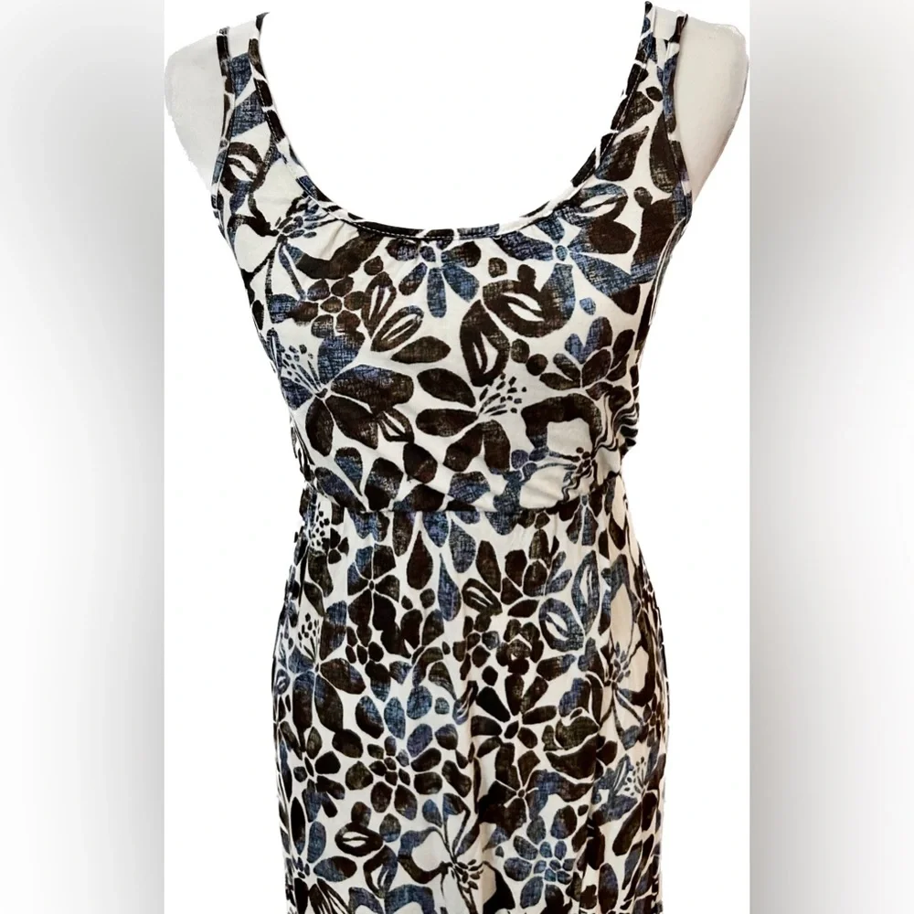 NWOT 💋 LOFT 💋 Brown & Navy Blue Floral Print Strappy Maxi Dress - XSP - Picture 6 of 9